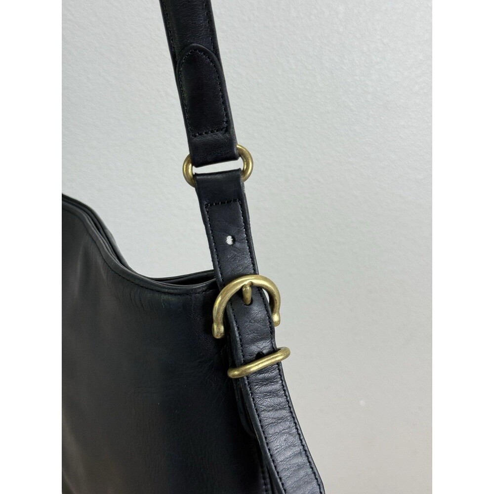 Vintage Coach Equestrian Slim Bucket Bag 9806 Shoulder Bag Black Leather Slouch - Picture 9 of 15